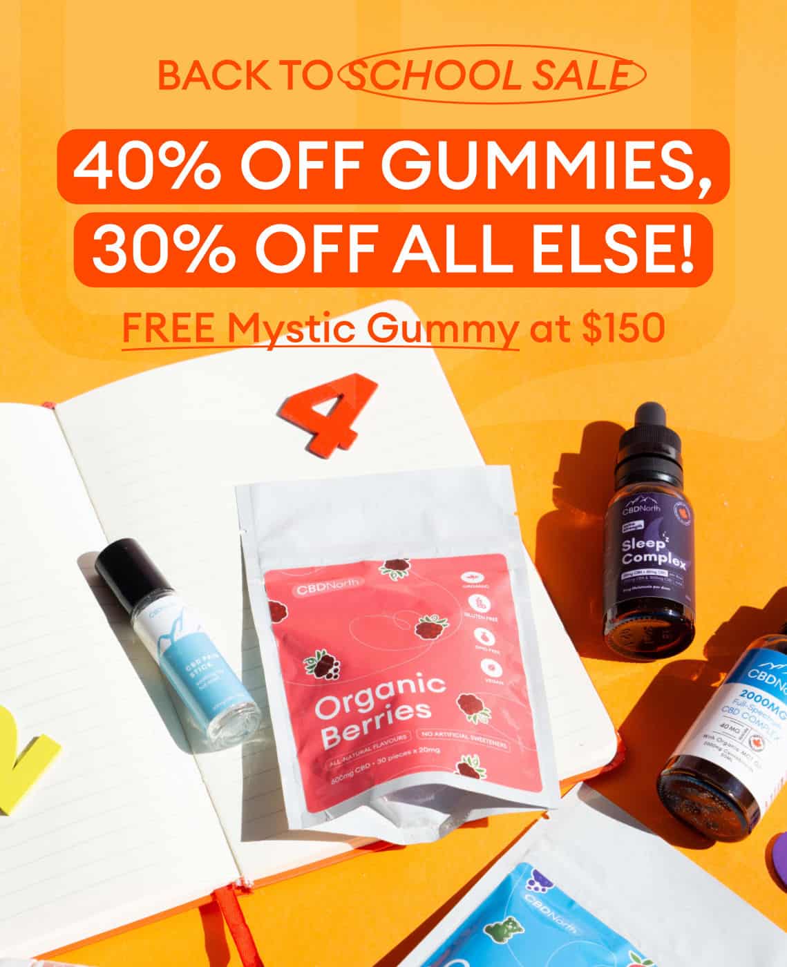 High-quality CBD products with discounts at CBDNorth for back to school sale.
