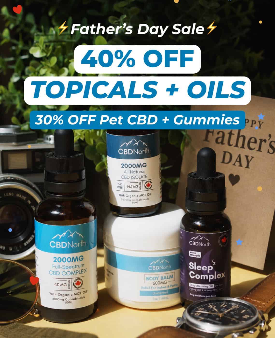 picture of organic CBD products for father's day sale