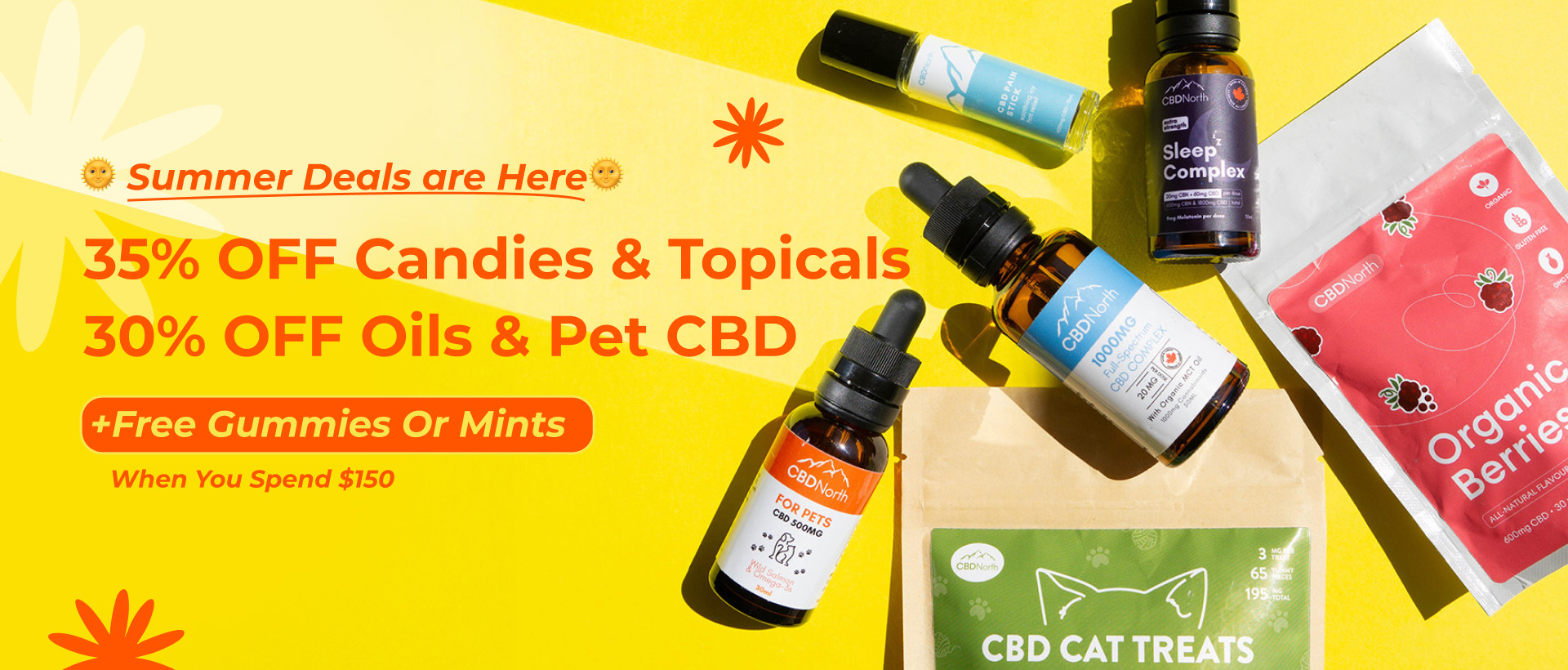 picture of cbdnorth products showcasing items featured in the summer sale